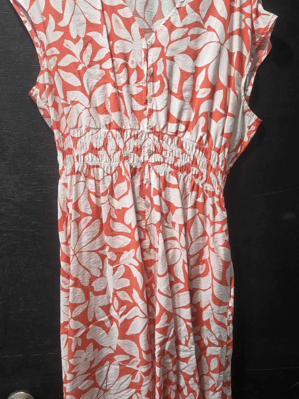 Sonoma Coral and White Floral Midi Dress